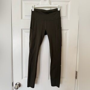 Lululemon High-Waist Dark Olive Green Active Leggings - Women Size 4